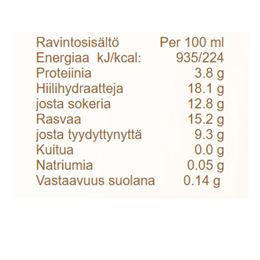 Vanilla Pint Nutrition